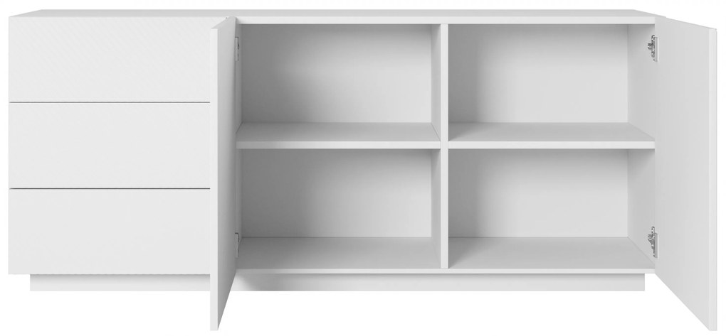 Komoda Asha 167 cm dwudrzwiowa z szufladami - biały mat