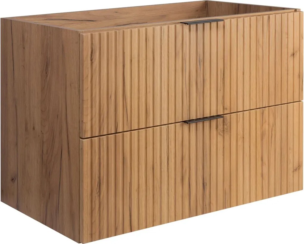 Szafka ryflowana do łazienki z 2 szufladami 80 cm dąb craft złoty E7-Z95