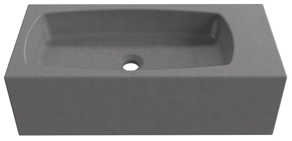 Zestaw umywalka betonowa prostokątna bez otworu na baterię 65 x 30 cm z półką ZALM i konsola