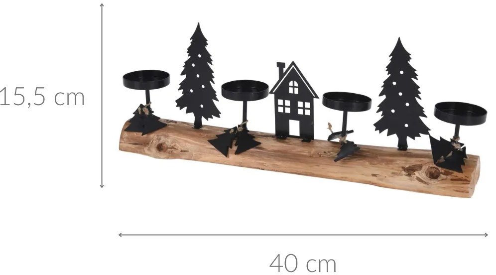 Świecznik na 4 tealighty ze scenką zimową