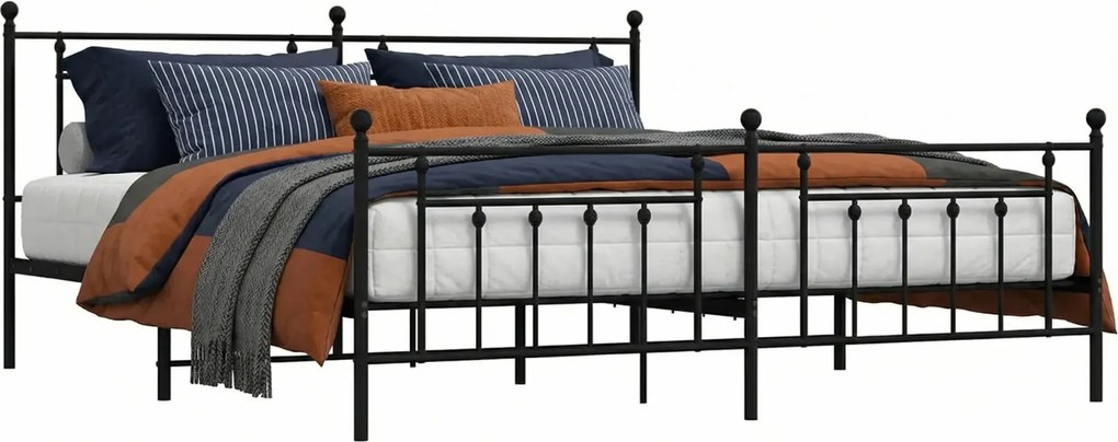 Czarne metalowe łóżko małżeńskie 200x200cm C9-P15