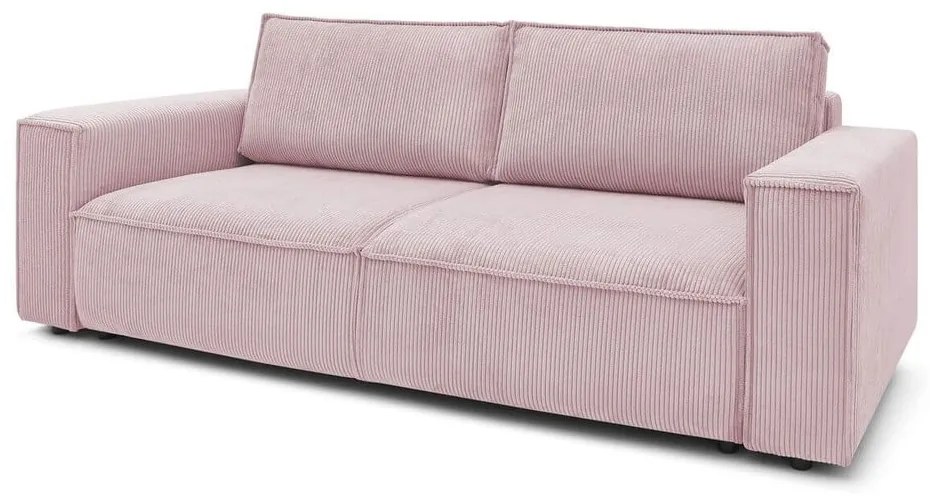 Jasnoróżowa sztruksowa rozkładana sofa 245 cm Nihad – Bobochic Paris