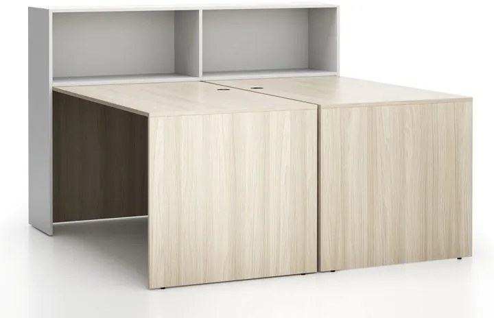 Zestaw mebli biurowych double SEGMENT, dąb naturalny/biały