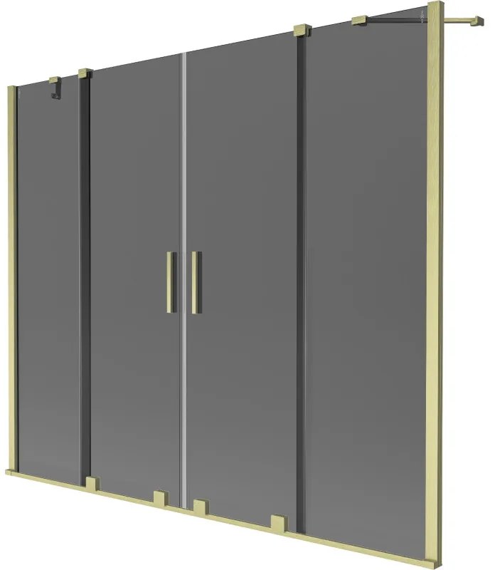 Mexen Velar Duo parawan nawannowy 2-skrzydłowy rozsuwany 170 x 150 cm, grafit, złoty szczotkowany - 896-170-000-42-55