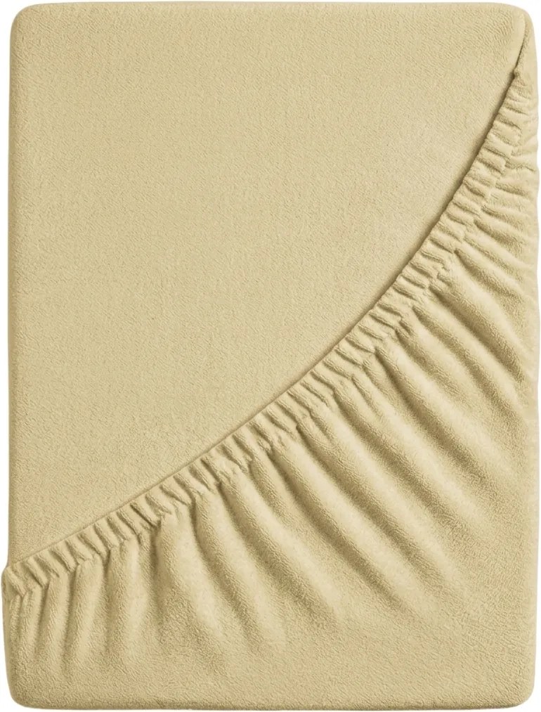 PrzytulneMieszkanie.pl Kremowe prześcieradło frotte 90 x 200 cm