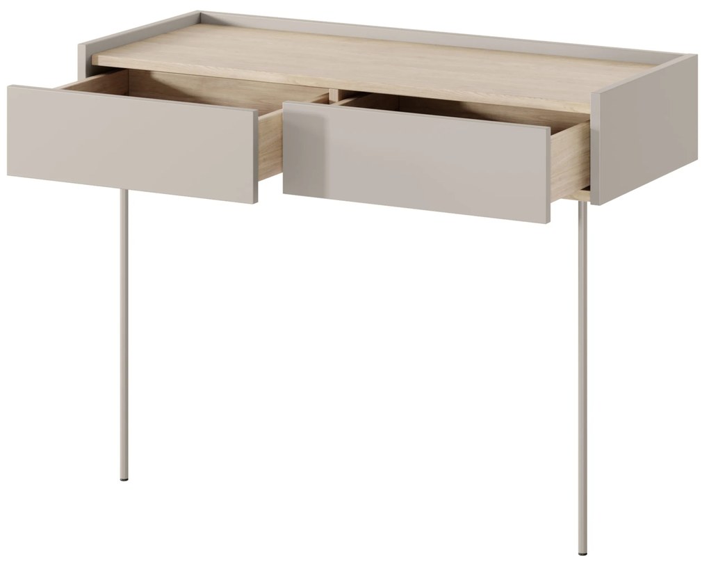 Toaletka Desin 100 cm z szufladami i metalowymi nogami - kaszmir / dąb nagano