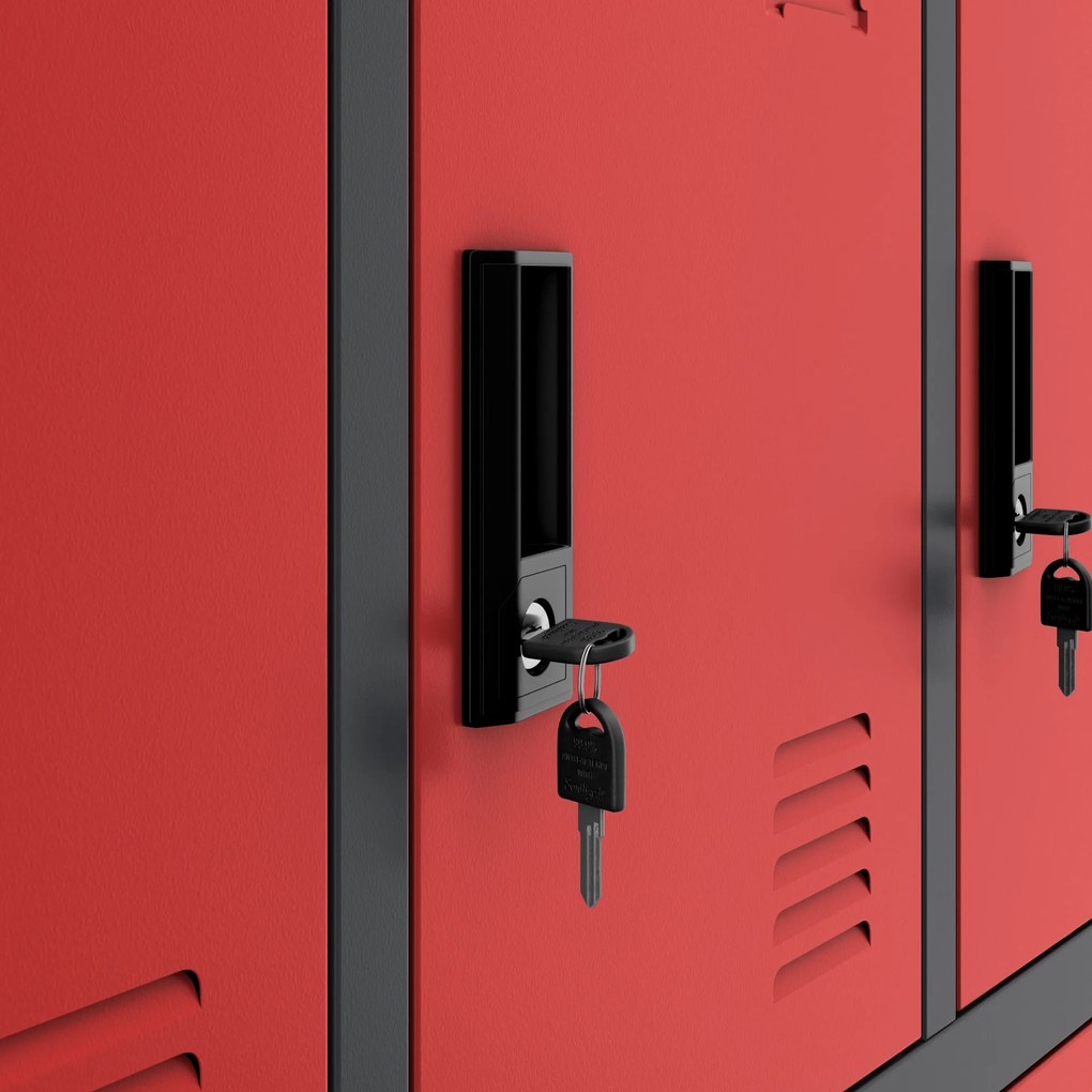 Szafka skrytkowa socjalna BHP MARCIN, 900 x 1850 x 400 mm, antracytowo-czerwona
