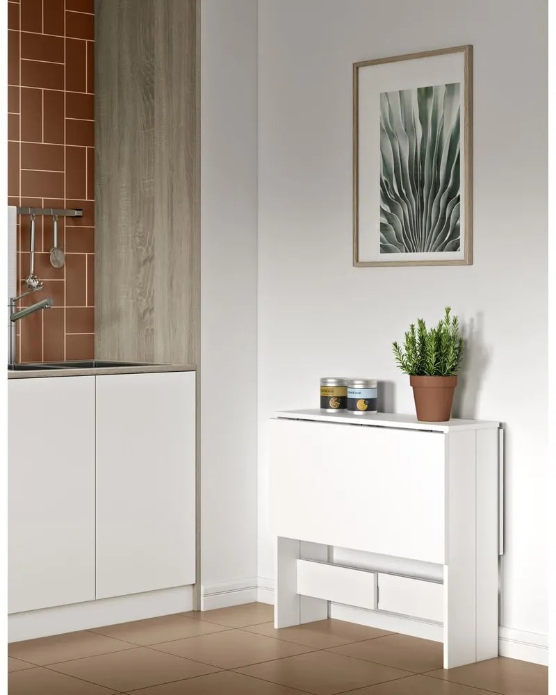Rozkładany stół z białym blatem 76x28 cm Papillon – TemaHome