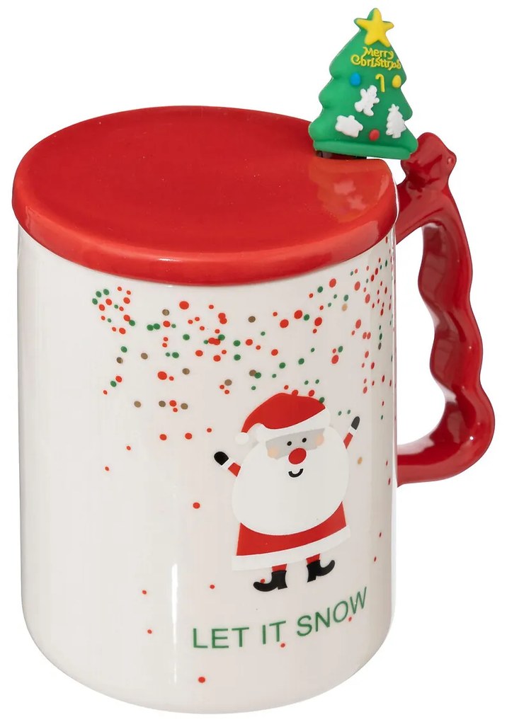 Kubek świąteczny z łyżeczką i pokrywką, 350 ml