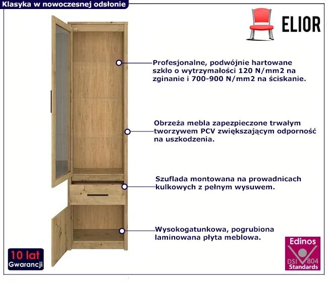 Szklana Witryna Do Salonu Dąb Artisan Jasaro 11X