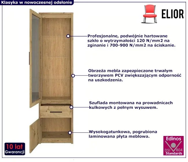 Szklana Witryna Do Salonu Dąb Artisan W9-T45