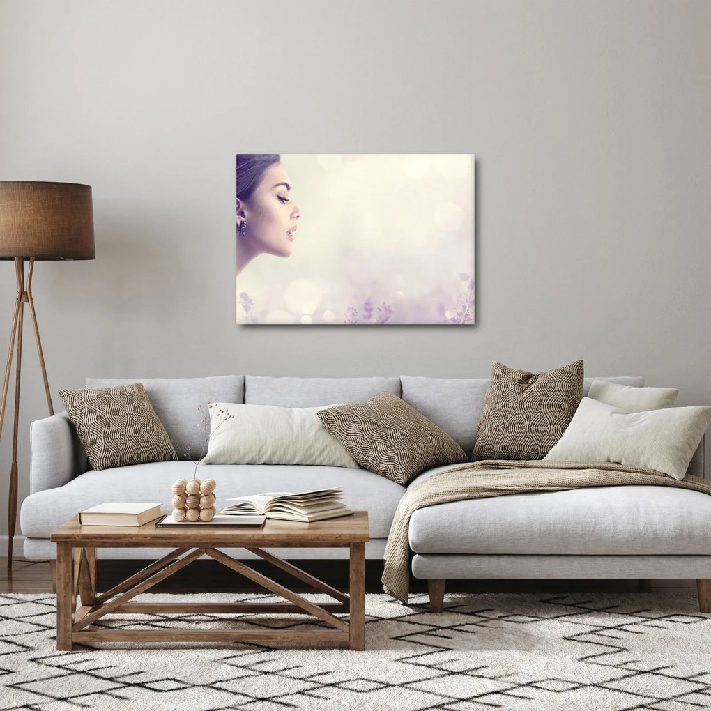 Obraz kobiety z lawendą (70x50 cm)
