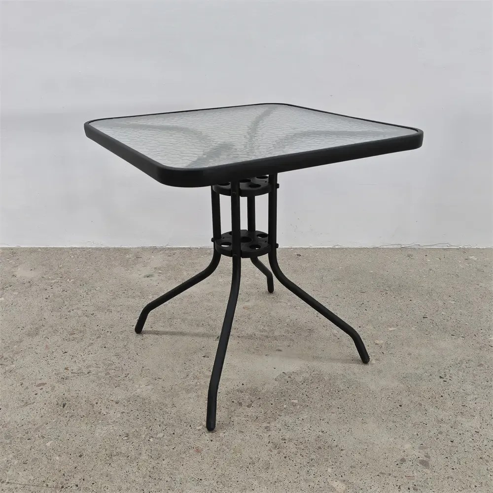 Stół stolik kwadratowy 70x70 T22 szklany metal na balkon taras do ogrodu