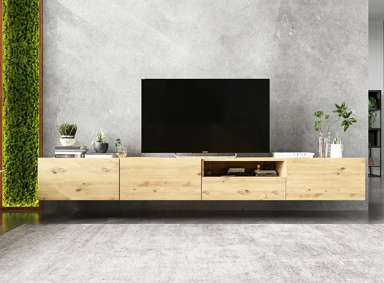 Zestaw ściennych szafek rtv z szufladą dąb artisan- Merol 12X