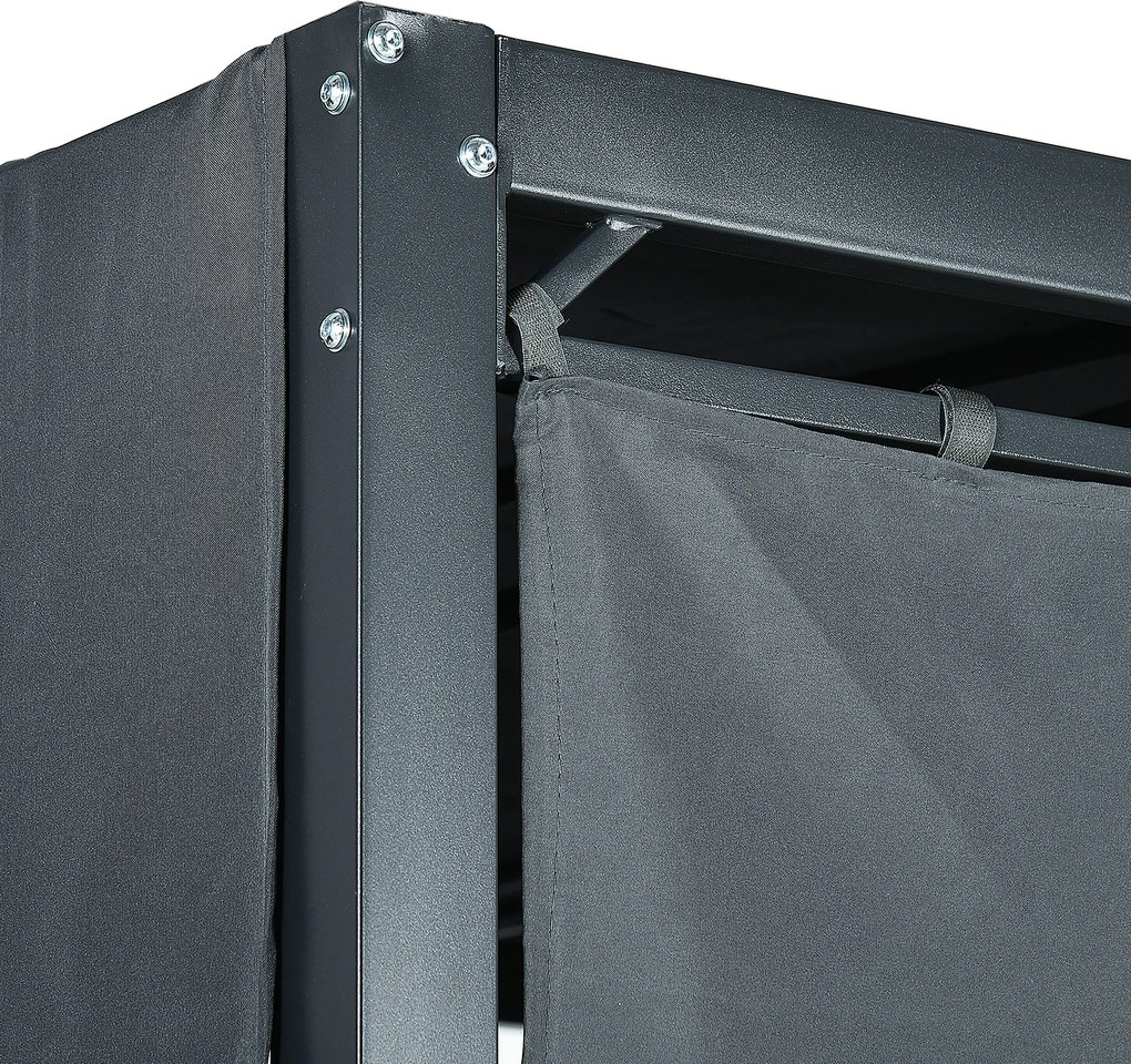 Outsunny Łóżko huśtawkowe ogrodowe z rattanu z baldachimem i poduszkami szare odporne na pogodę | Aosom PL