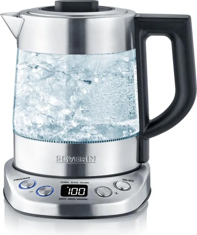 Severin WK 3473 - Czajnik elektryczny z sitkiem 1 l 2200W/230V stal nierdzewna/szkło