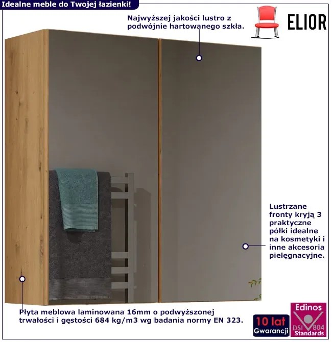 Lustrzana szafka nad umywalkę dąb artisan A9-B82