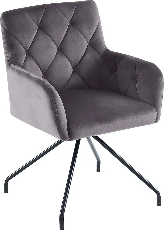 Zestaw 6 tapicerowanych krzeseł z weluru z metalowymi nogami - Szary