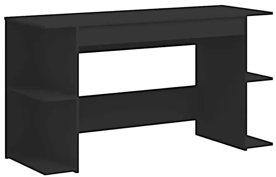 Czarne długie biurko z półkami A0-T02