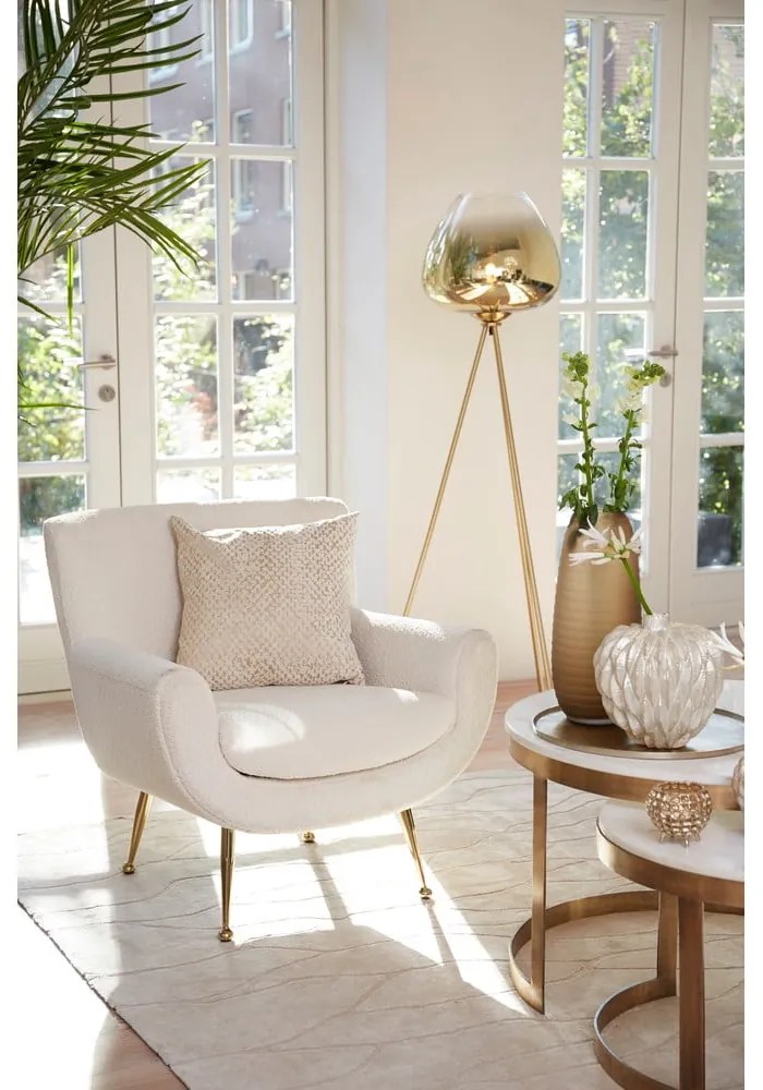 Kremowy fotel z materiału bouclé Vinstra – Light & Living
