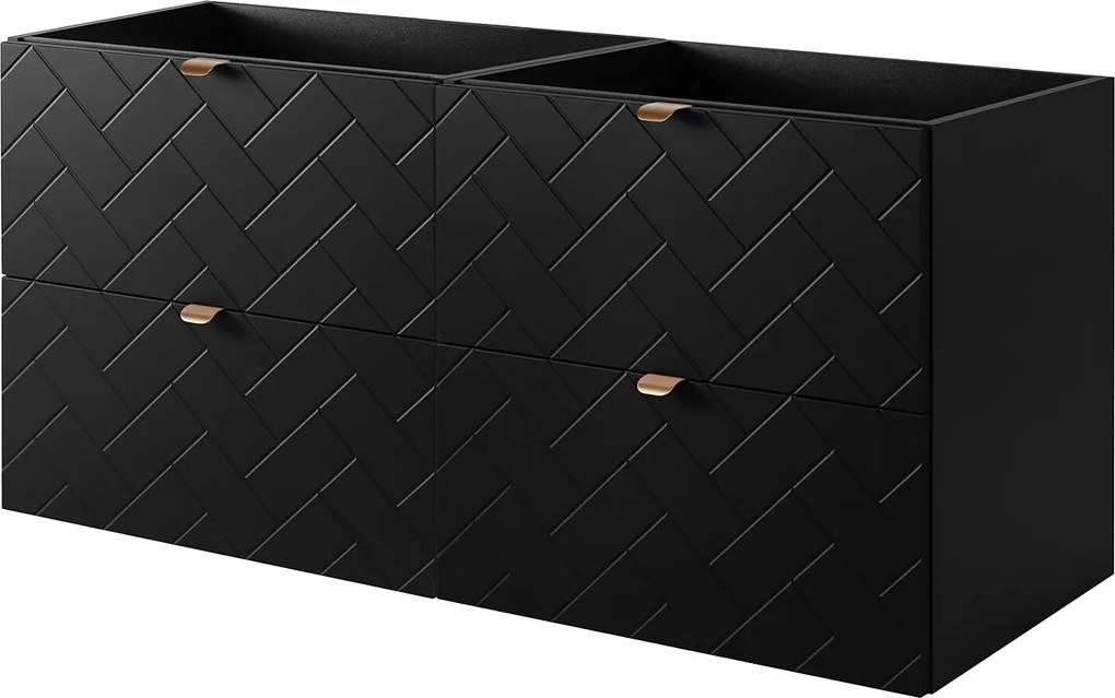 Meble łazienkowe, Czarny Mat, 120 x 57 x 46 cm, złote uchwyty