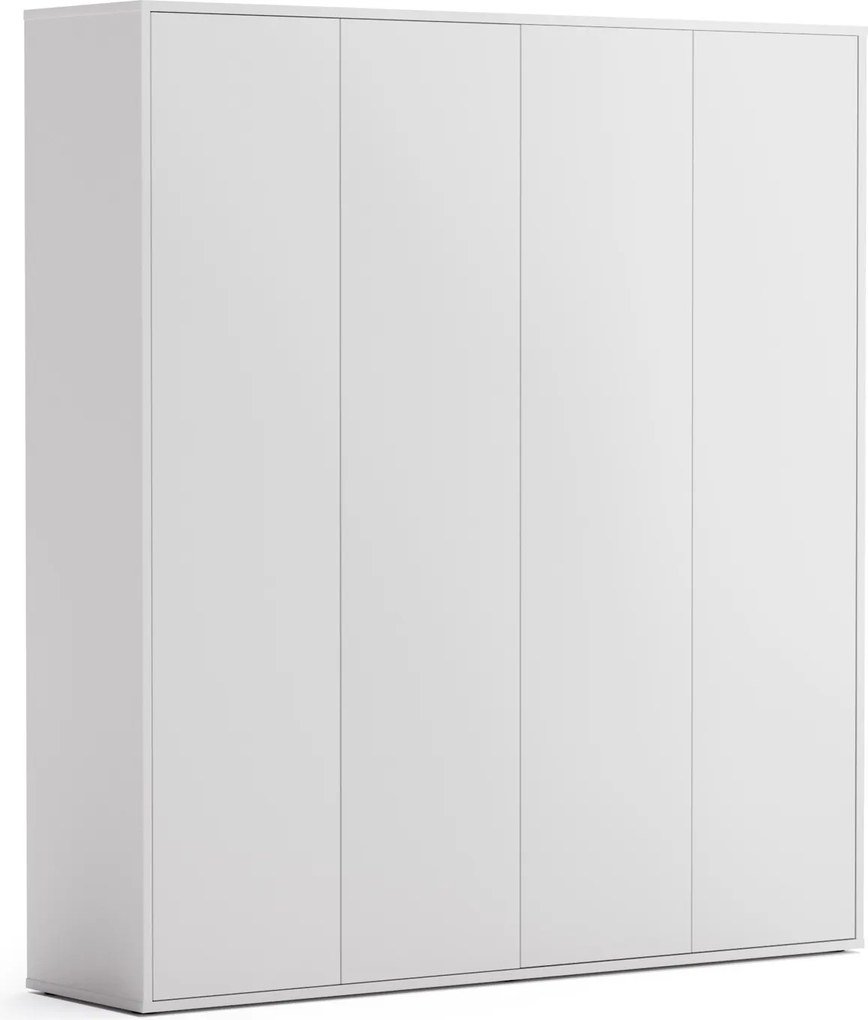 Szafa biurowa na dokumenty BLOCK, 4 drzwi, 1600 × 400 × 1748 mm, biały