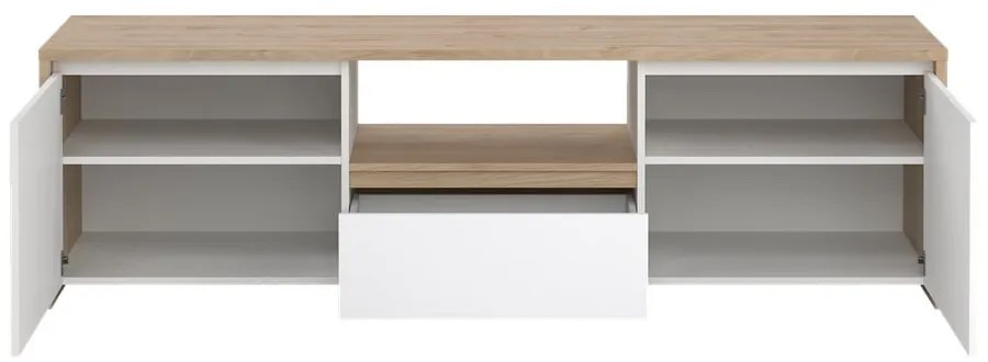 Biało-naturalna szafka pod TV w dekorze dębu 179x52x48 cm Next – Tvilum