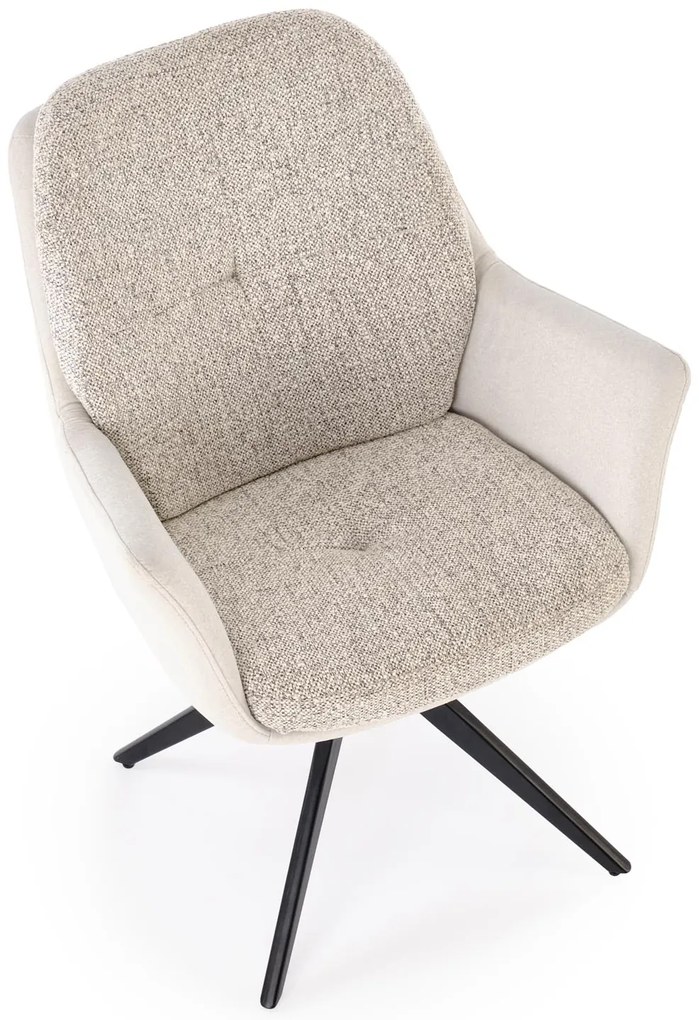 Krzesło do jadalni obrotowe z podłokietnikami popiel tkanina K591