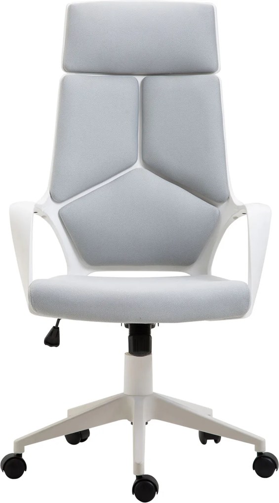 HOMCOM Ergonomiczne krzesło biurowe, tkanina siatkowa, regulacja wysokości, obrotowe, jezdne krzesło biurkowe, Szary+Biały