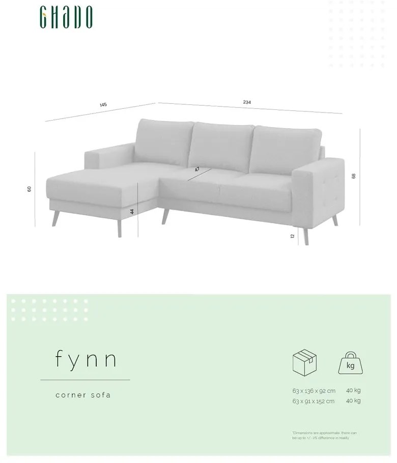 Kremowy narożnik (lewostronny) Fynn – Ghado