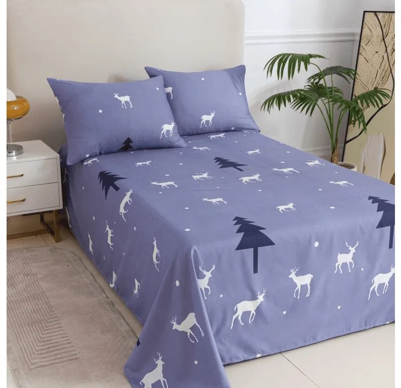 PrzytulneMieszkanie.pl Prześcieradło i poszewka na poduszkę DEER AND TREE Rozmiar: 50 x 70 cm | 140 x 240 cm