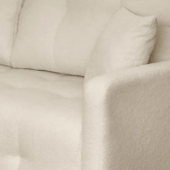 Sofa z Funkcją Spania SEUL Rozkładana Dwuosobowa Beżowa Boucle Nowoczesna