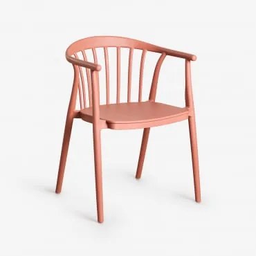 Zestaw 6 Sztaplowanych Krzeseł Jadalnianych Z Podłokietnikami Z Polipropylenu Ivor Terracota - Sklum