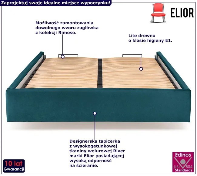 Ciemnozielony korpus łóżka tapicerowanego welurem Z2-F64