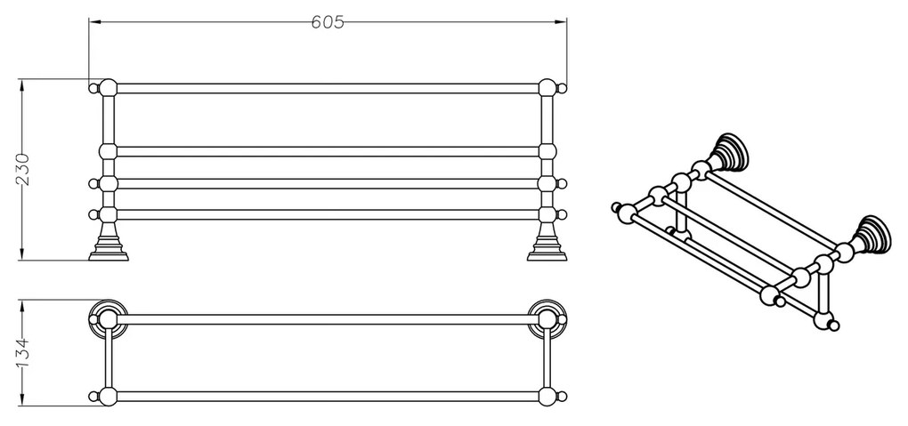 SAPHO 1318-14 Diamond półka na ręczniki z uchwytem 60 cm, brąz