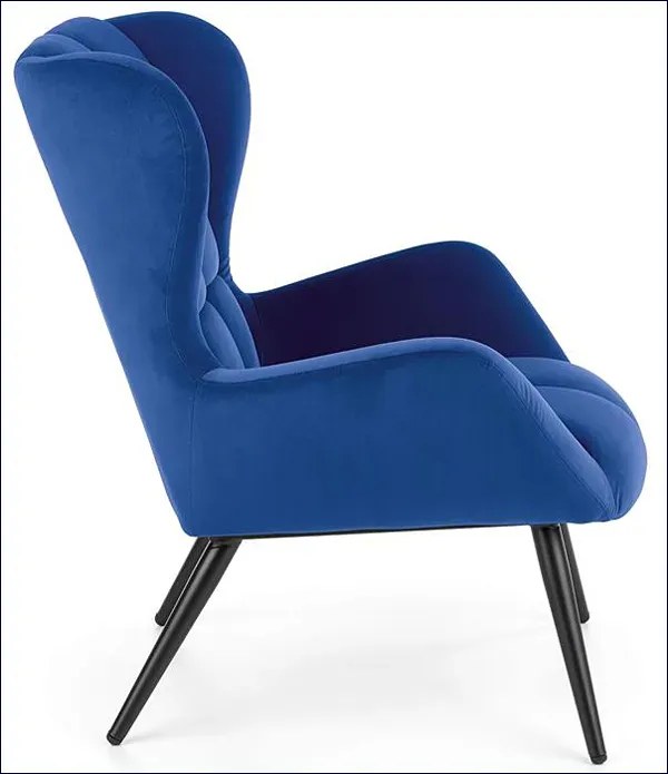Granatowy pikowany fotel uszak T9-L77