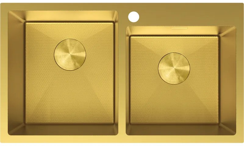 Mexen Xorin zlewozmywak stalowy 2-komorowy 780 x 450 mm, złoty HC - 6441782000-55HC