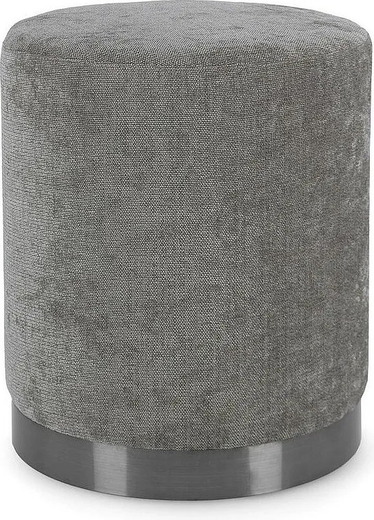 Ciemnoszara pufa z tkaniny z metalowym pierścieniem - ERNESTINE