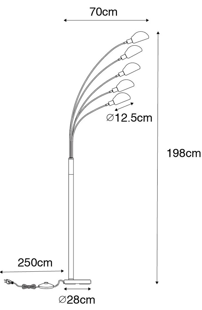 Designerska lampa podłogowa ciemny brąz ze złotem 5-świateł - Sixties Marmo