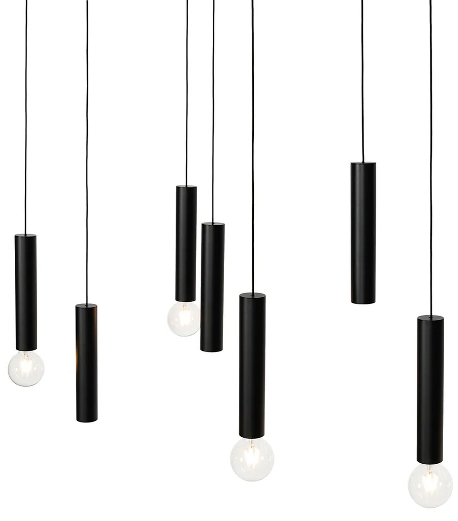 Designerska lampa wisząca czarna owalna 7-punktowa - TubaDesignerski Oswietlenie wewnetrzne