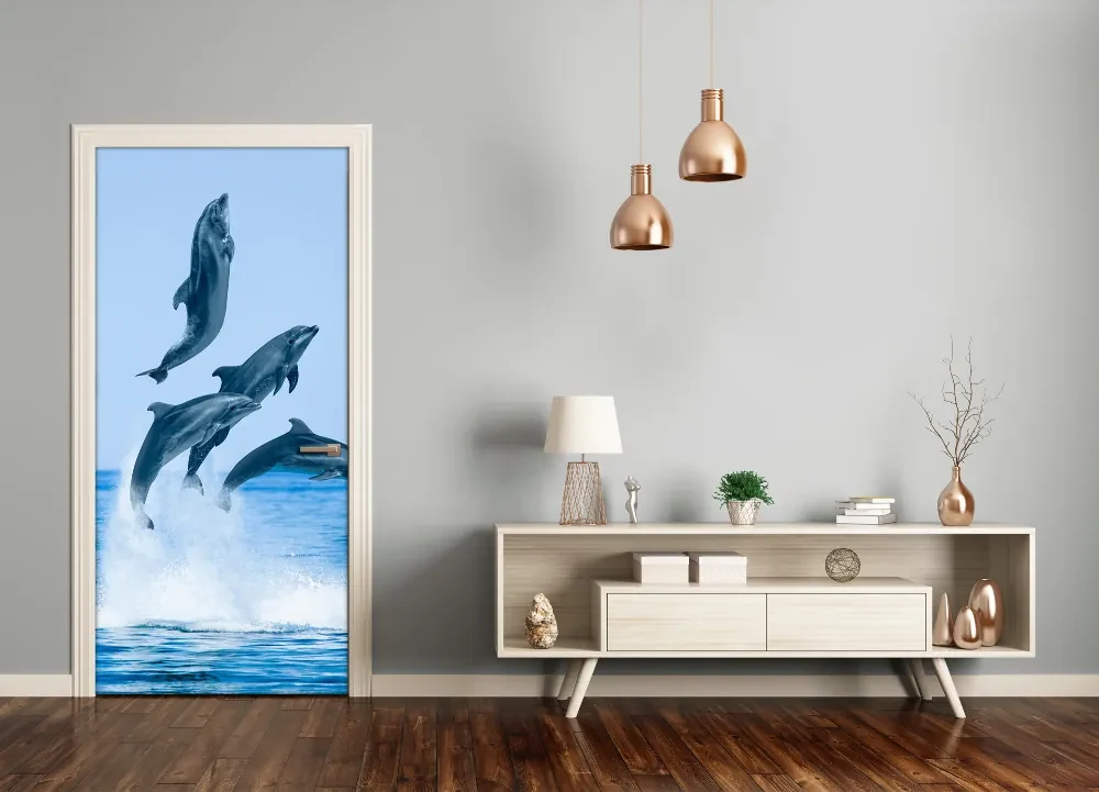 Fototapeta samoprzylepna na drzwi skaczące delfiny