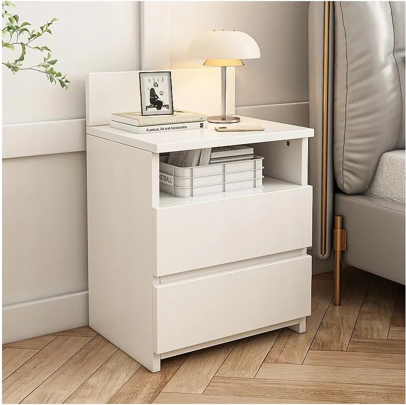 Szafka nocna stolik sypialnia komoda 2 szuflady czarna loft nowoczesna 40cm