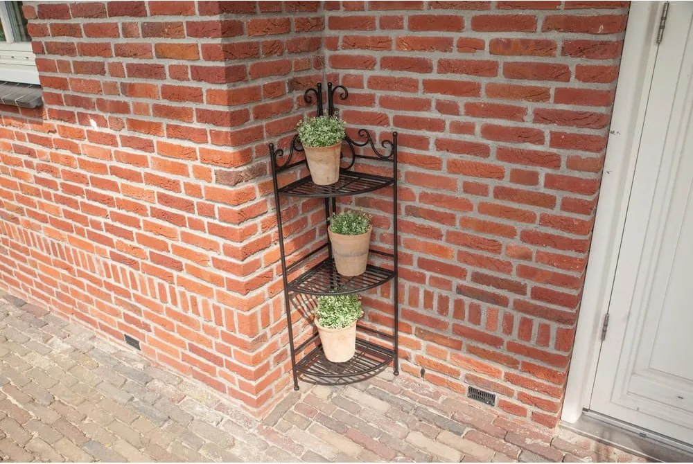 Czarny narożny regał metalowy/kwietnik Esschert Design