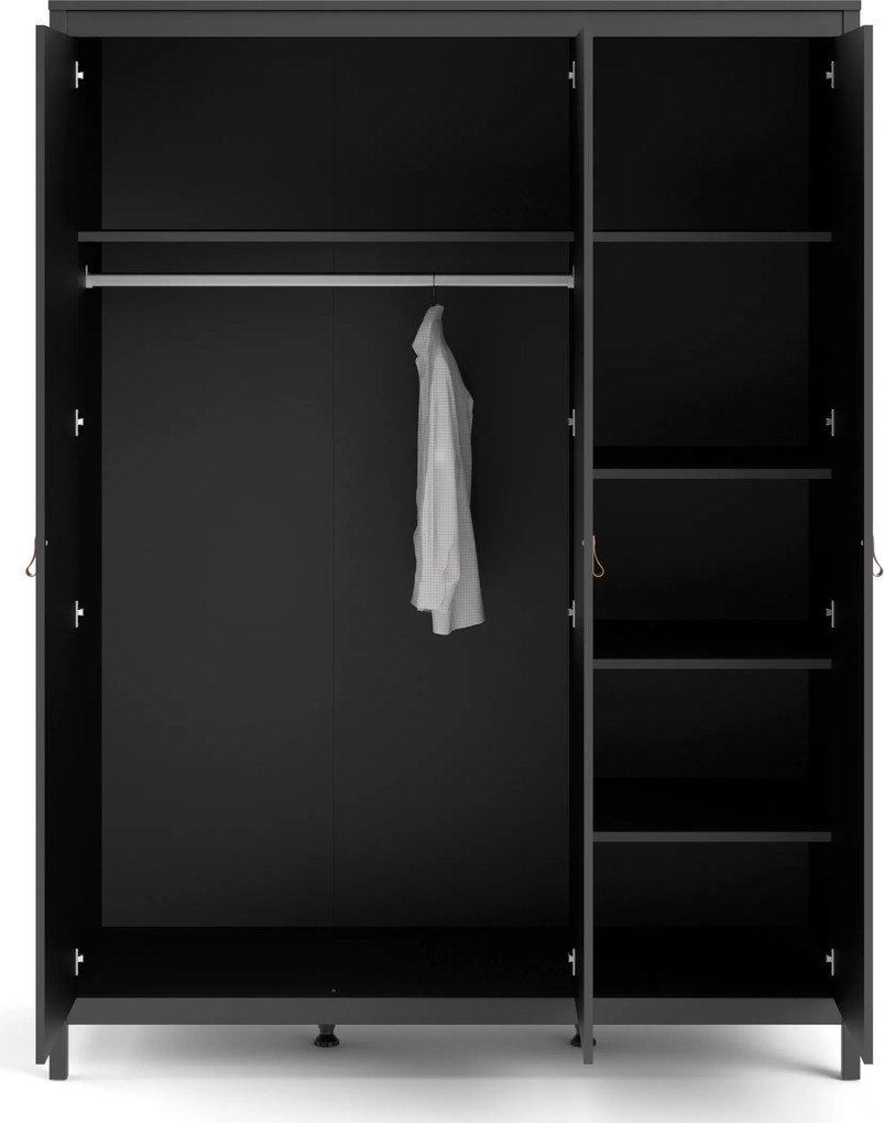 Trzydrzwiowa szafa ubraniowa w kolorze czarnym Madrid 3D