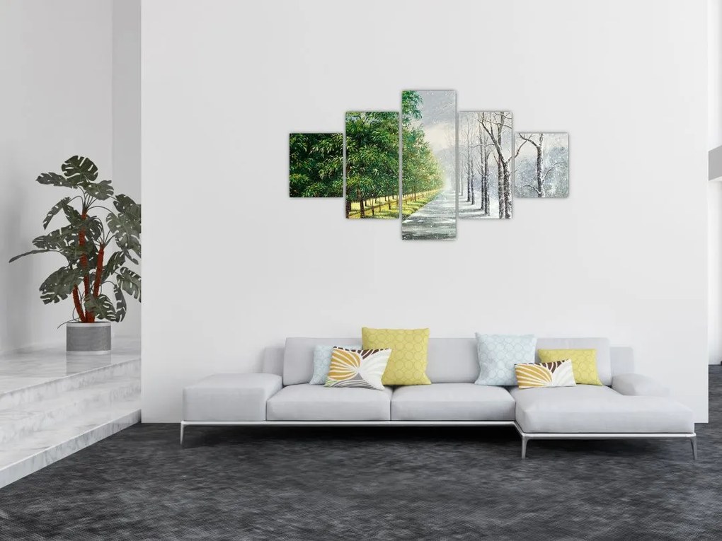 Obraz - Zima kontra lato (125x70 cm)