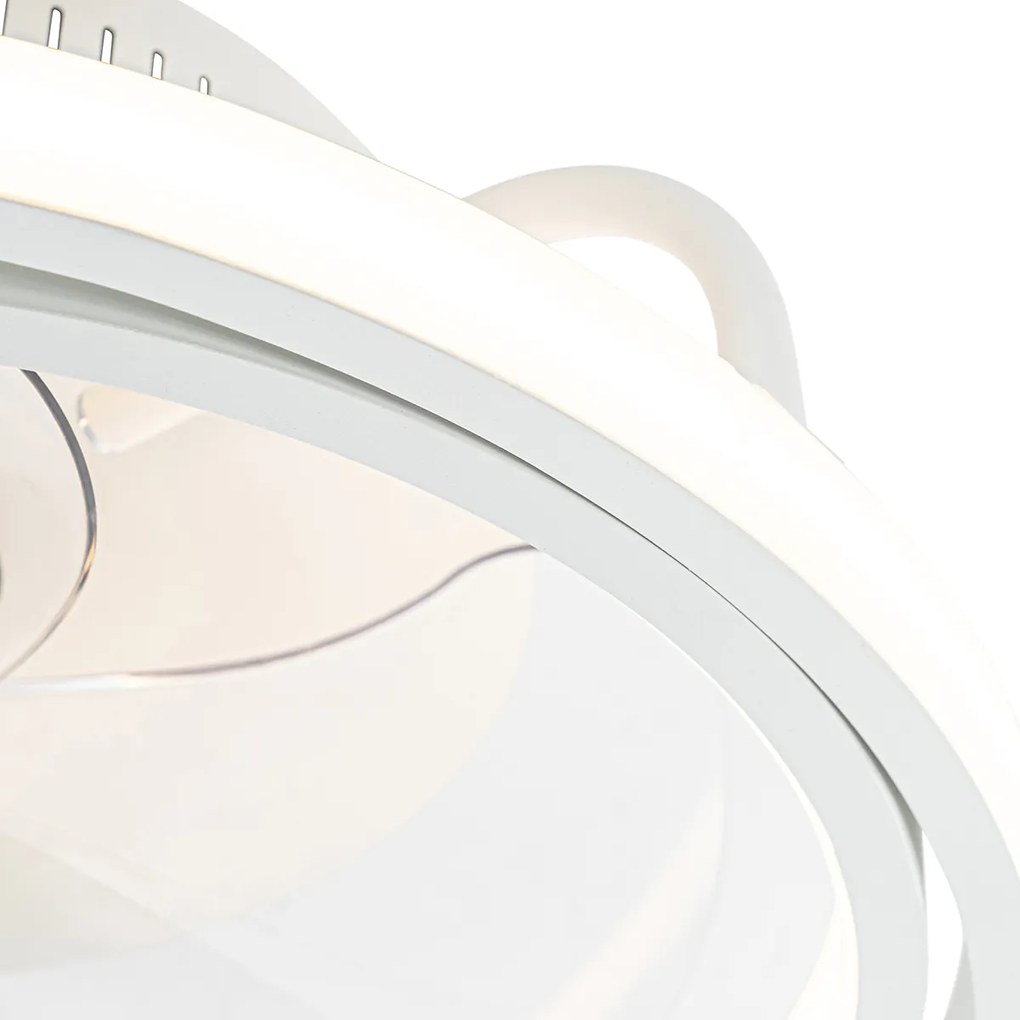 Biały Wentylator sufitowy z lampą 46,5 cm z LED i pilotem - KeesDesignerski Oswietlenie wewnetrzne