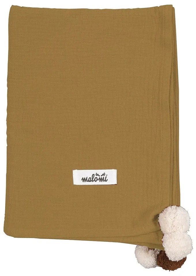 Koniakowy koc dziecięcy muślinowy 100x140 cm Pompon – Malomi Kids