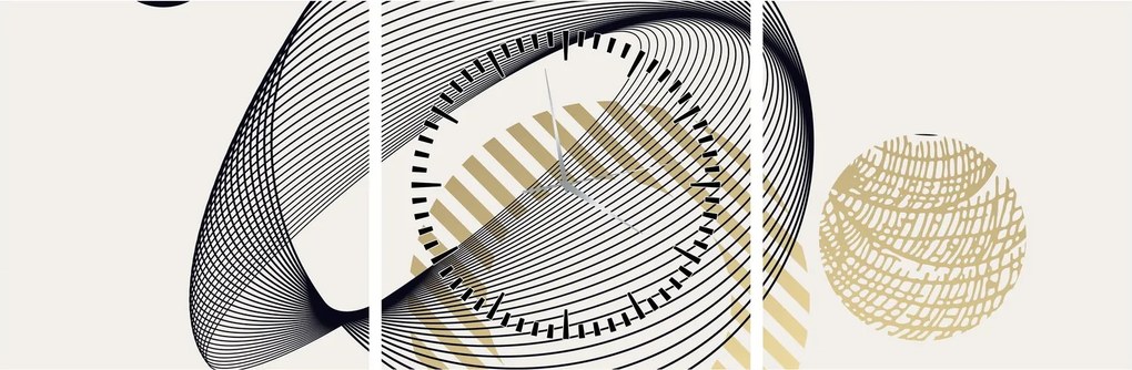 Obraz - Kształty geometryczne N⁰3 (z zegarem) (90x30 cm)