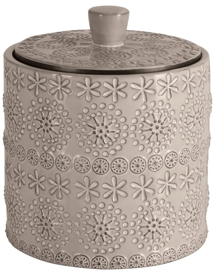 Beżowy porcelanowy organizer łazienkowy na waciki Relief – Spirella
