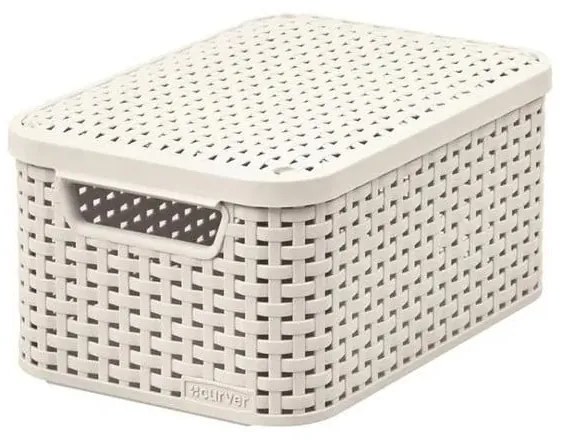 Kremowy plastikowy pojemnik z pokrywką 20x29x14 cm Style – Curver